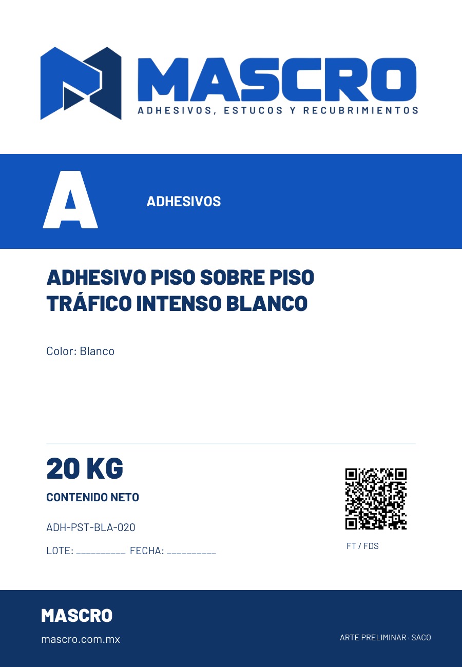Empaque preliminar de Adhesivo Piso sobre Piso Tr&aacute;fico Intenso Blanco