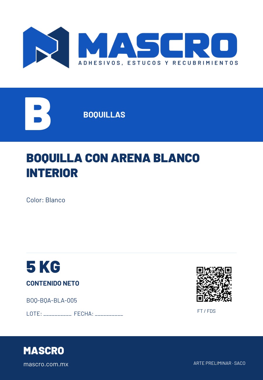 Empaque preliminar de Boquilla Con Arena Blanco Interior