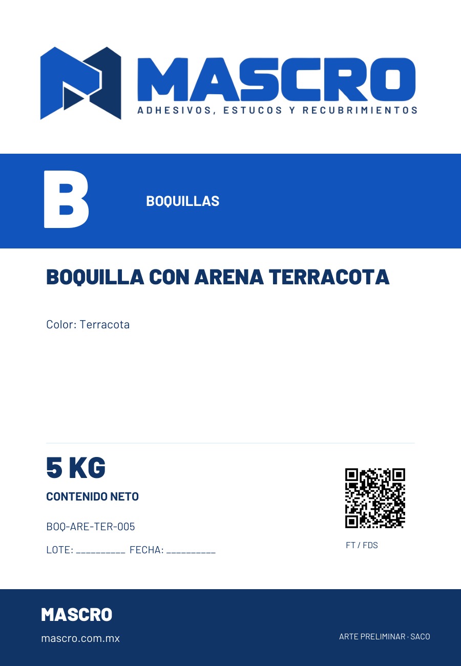 Empaque preliminar de Boquilla Con Arena Terracota