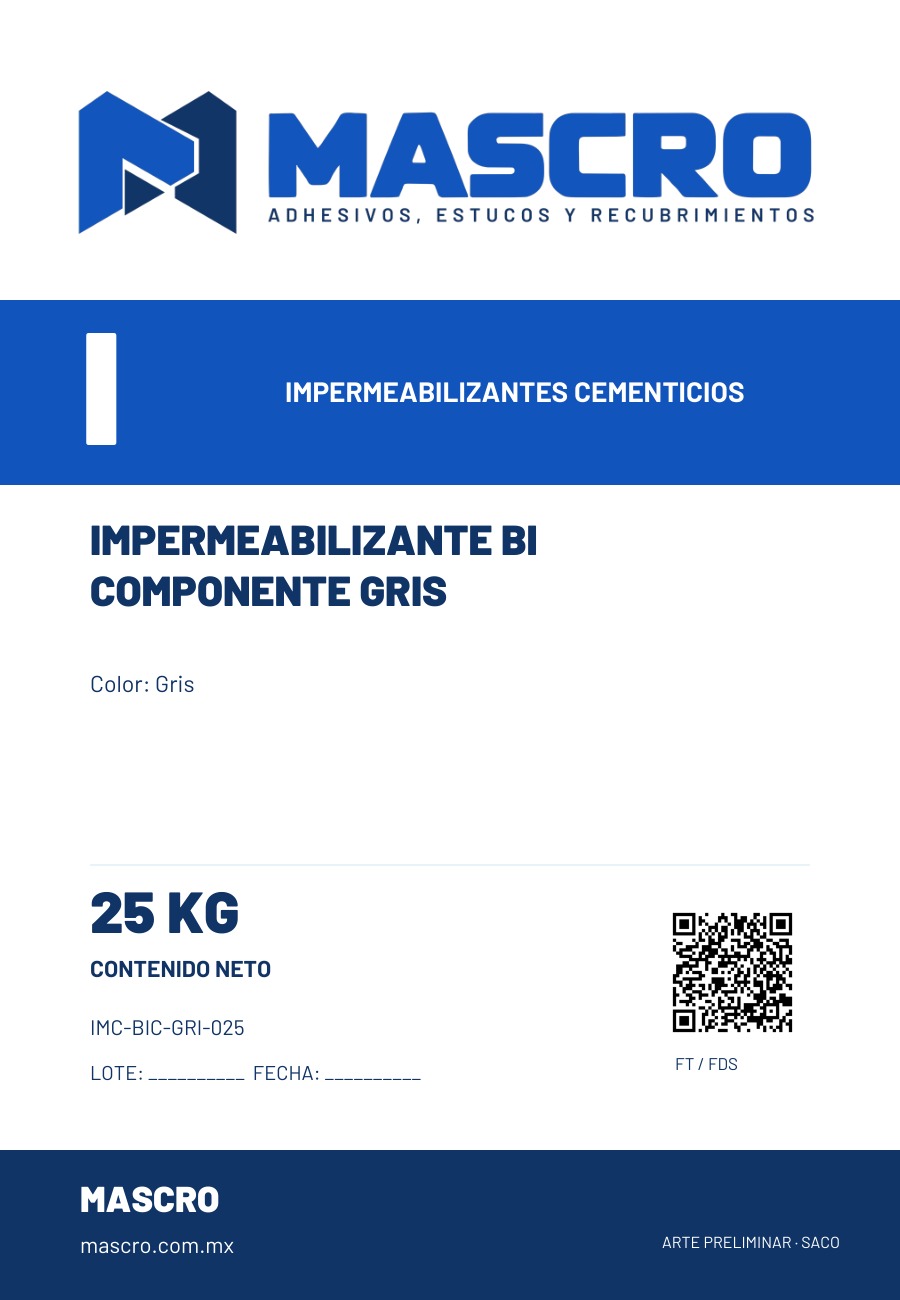 Empaque preliminar de Impermeabilizante Bi Componente Gris